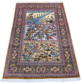 #8130 Persian Qom in pictorial design Kork wool on cotton base